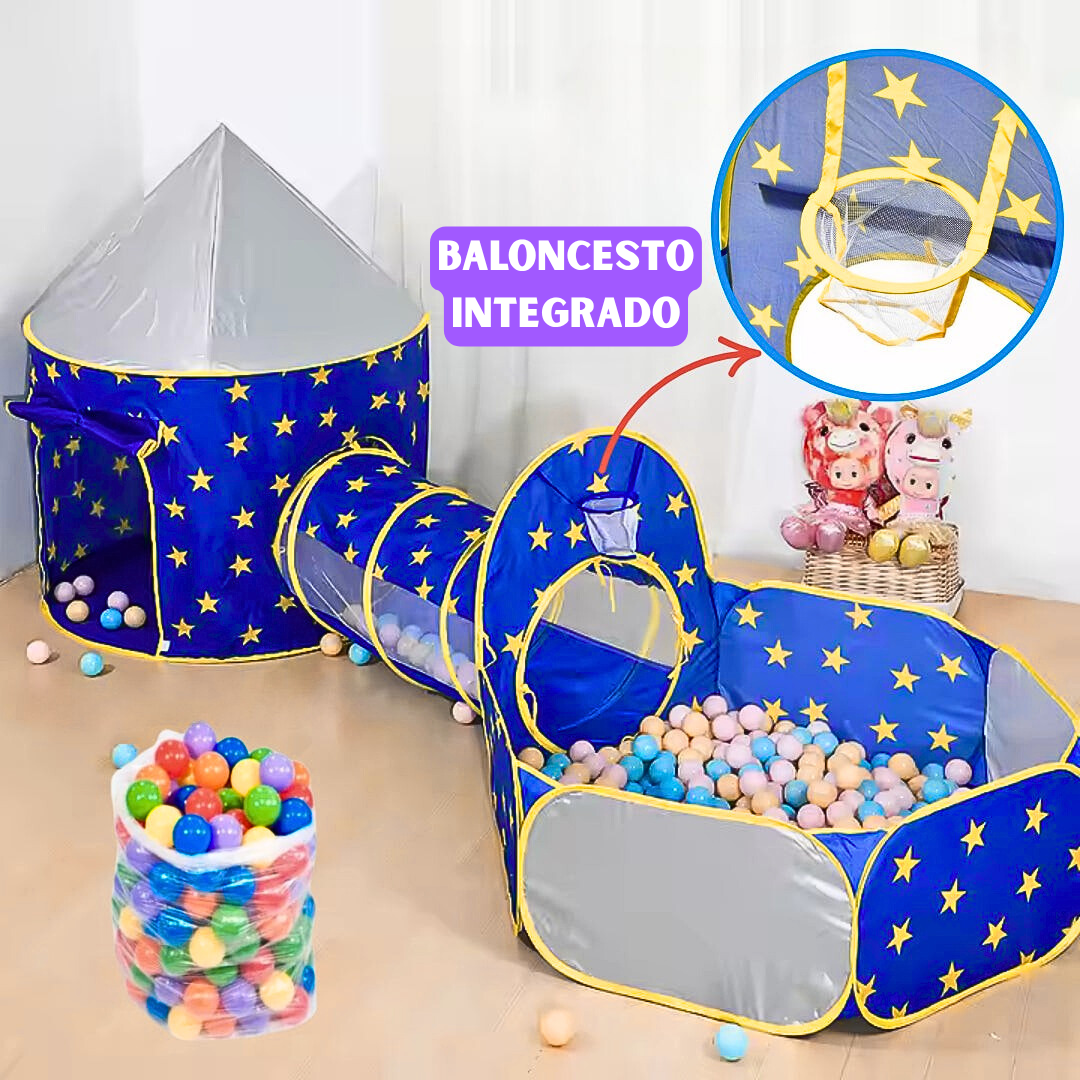 🏰CASTILLO 3 EN 1 CON TÚNEL Y PISCINA DE PELOTAS