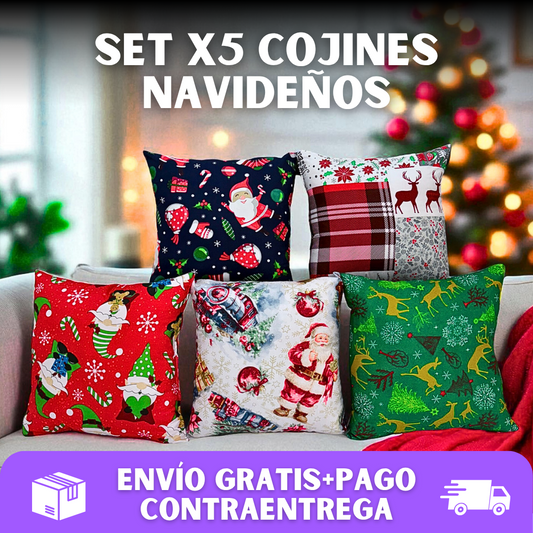 🛋️SET x5 COJINES NAVIDEÑOS DECORATIVOS🎄