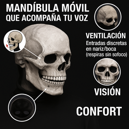 💀MÁSCARA ULTRA REALISTA DE CALAVERA CON BOCA MOVIBLE